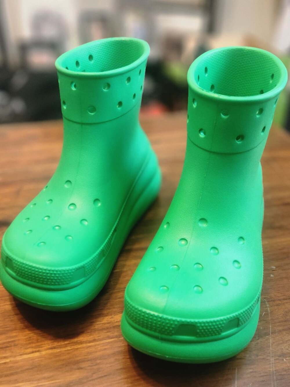 Crocs- Green Platform Rain Boots Soze M5/W7